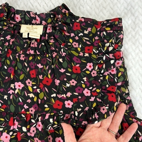 Kate Spade Floral Ruffle Trim Blouse/Top - Picture 10 of 17